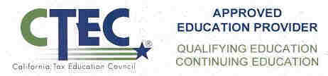 logo: CTEC California Tax Education Council. Approved Education Provider. Qualifying Education. Continuing Education