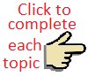 hand with finger pointing downwards to topics to be completed
